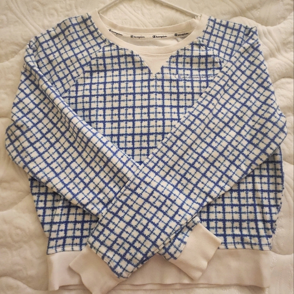 Champion sky blue cropped sweatshirt (mid-length) size(S)